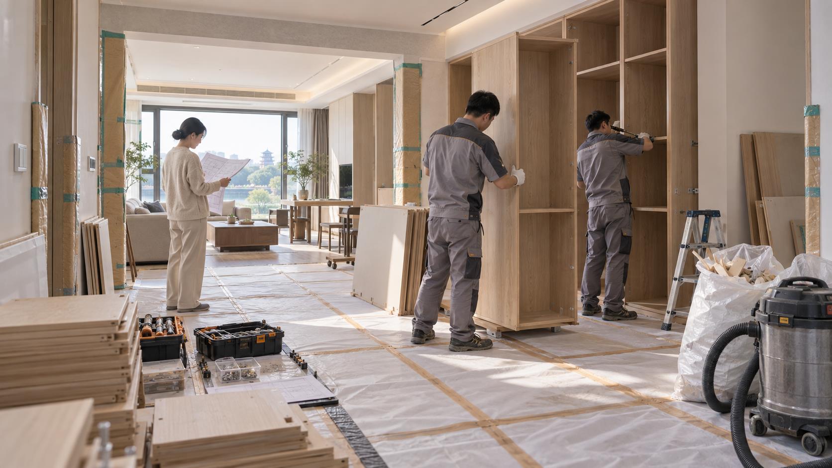 苏州定制家具安装当天怎样保护现场，概念示意图
